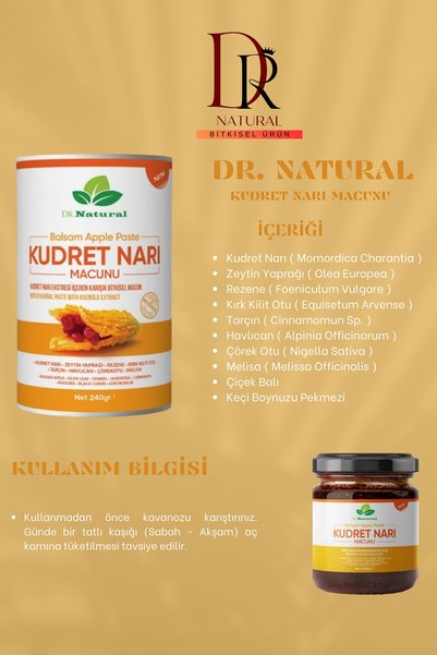 DRNATURAL 2 Adet Kudret Narı Macunu Bal Keçiboynuzu Bitki Karışımlı Bitter Melon Macun 240 Gr.
