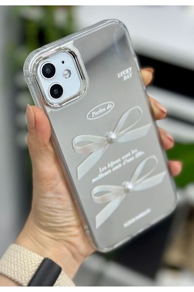 Go Aksesuar Iphone 11 Uyumlu Aynalı Fiyonk Tasarım Darbe Önleyici Silikon Kılıf