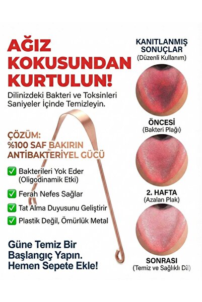 LOVYCO Dil Temizleme %100 Garantili Saf Bakır Temizlik Aleti Dil Fırçası Dil ...
