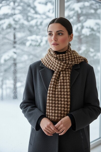 Onur Шарф - Зимовий шарф з візерунком «Казак» з товстої якісної тканини, двосторонній