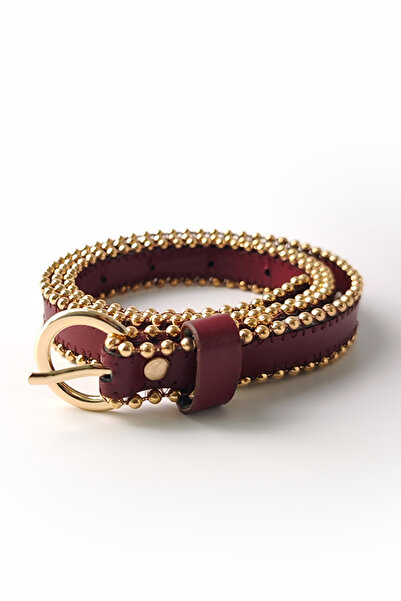 Ecrou Belt with Trok on the Edge, Burgundy