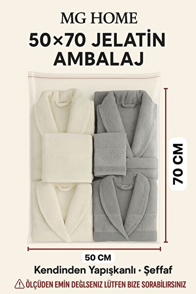 VENON 25 Adet 50 X 70 Cm ❤️Şeffaf Jelatin Ambalaj Şeffaf Poşet Yapışkanlı Çey...