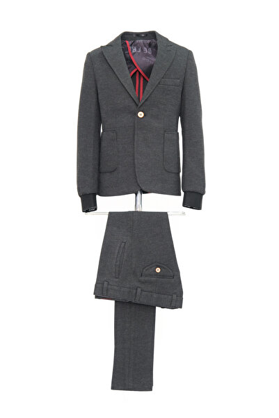 Micio Jachetă pentru băiat, antracit, cu un singur buton, cu jumătate de căptușeală, pantaloni antracit, costum sport