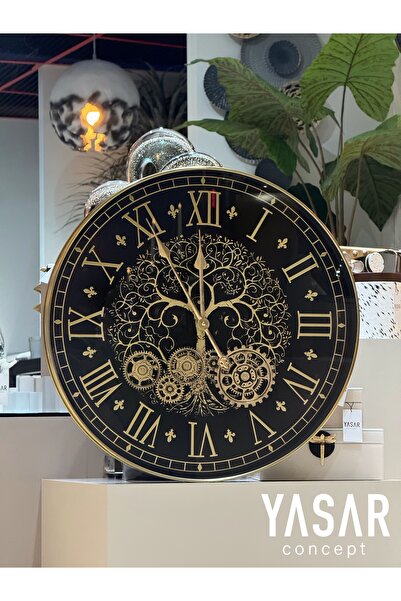 YASAR CONCEPT Arbremontre Hayat Ağacı Metal Çarklı Duvar Saati 60 Cm