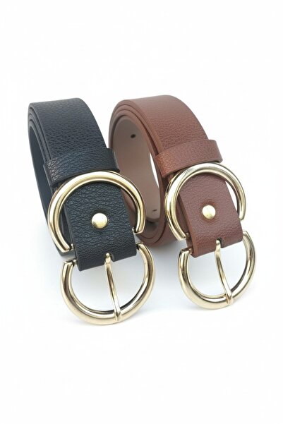 Gradelli Kadın Kemer Ikili Paket Siyah Taba