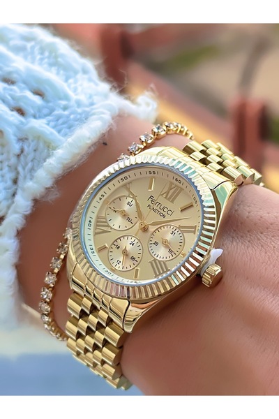 Ferrucci ساعة يد نسائية بسوار فولاذي 3 ATM مقاومة للماء مع ضمان لمدة عامين على الميكانيكية