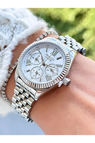 Ferrucci ساعة يد نسائية بسوار فولاذي 3 ATM مقاومة للماء مع ضمان لمدة عامين عل...