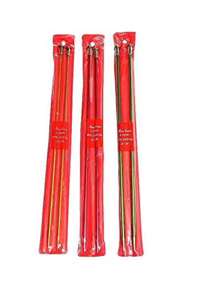 ATMACA TUHAFİYE Kısa Renkli Örgü Şiş Seti 25 Cm ( 3-3,5-4 No) 5 Adet Çocuk Şişi - Kısa Şiş