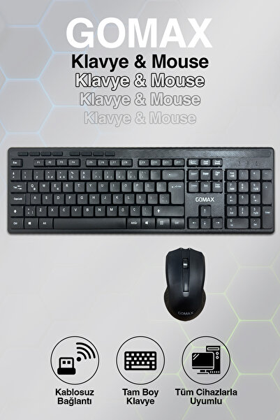 Gomax Gmx K3 2.4ghz Kablosuz Standart Klavye & Mouse Seti