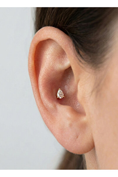 alysa jewelry Cerrahi Çelik damla model Piercing tek taş