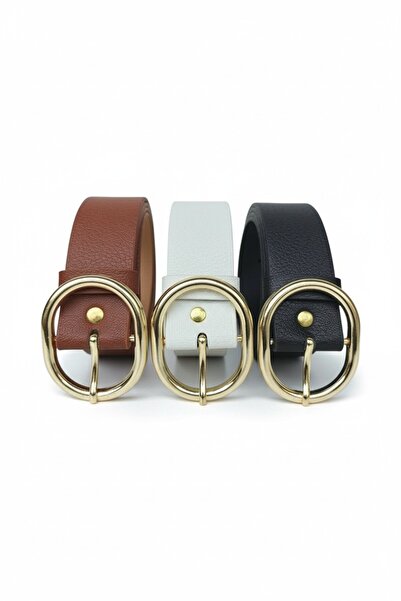 Gradelli centura de dama neagra, maronie, alb set de 3