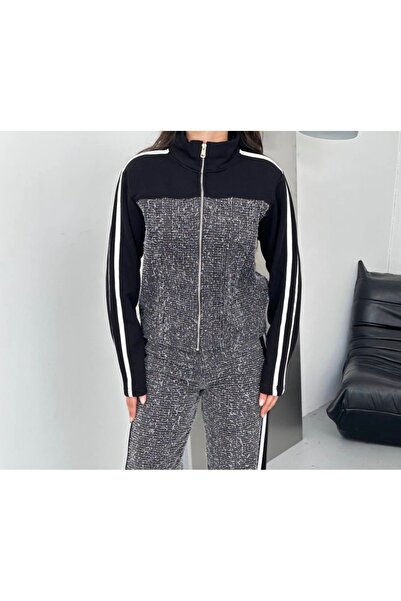 coast moda Women's Threaded 3-Thread Detailed Premium Zippered Jacket