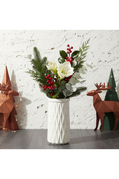 Arteliss Mini Pampas Vazo İskandinav Tarz Dekoratif Zikzak Desenli