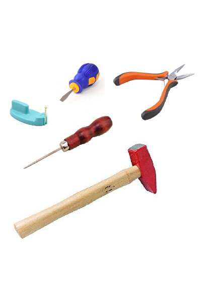 Hayal Sepeti filografi seti Ağaç Saplı Çekiç 100 gr+bız+çakma aparatı+tornavida+pense