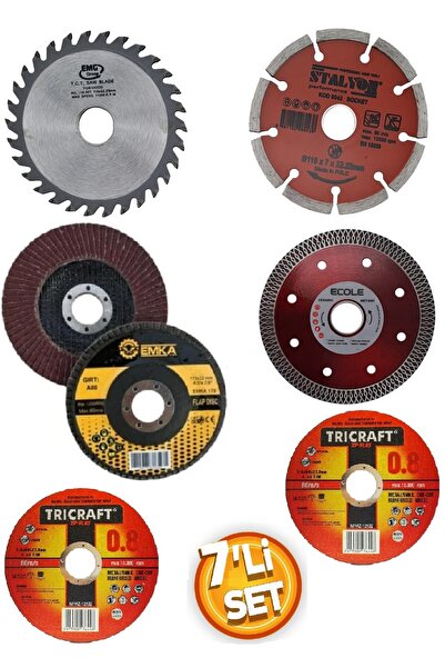 Depolife 115mm Ahşap Metal Mermer Granit Seramik kesici disk Seti Kesme Zımparalama Daire Disk Bıcak ispirel