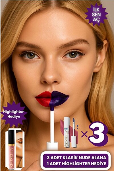 Zeonella Beauty Soyulabilir Ruj Klasik Nude 3 Lü Avantajlı Paket Kalıcı Dudak Dövmesi