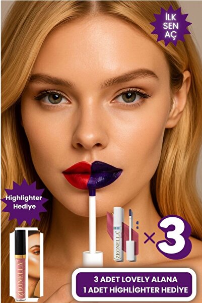 Zeonella Beauty Soyulabilir Ruj Lovely 3 Lü Avantajlı Paket Kalıcı Dudak Dövmesi