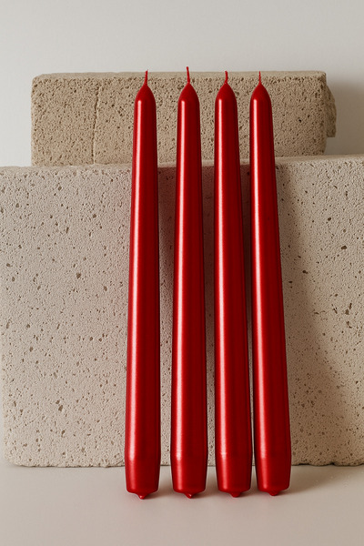 a&p Kırmızı yılbaşı renk dekoratif Şamdan mum 4 adet (25x2.2cm)