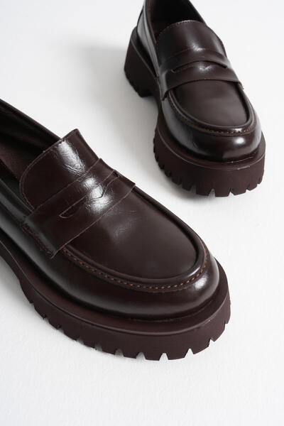 Zerenyus Savana Premium Kadın Günlük Acı Kahve Loafer Ayakkabı