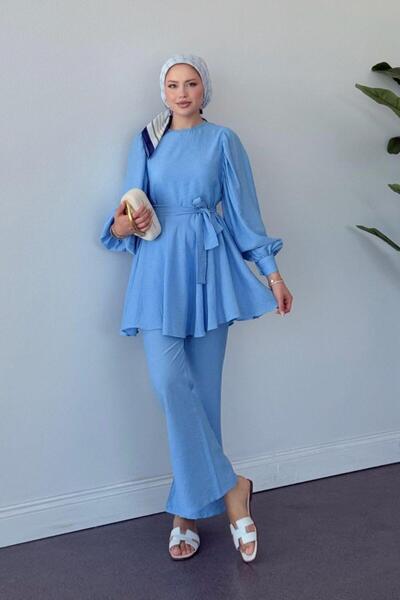 Şulemoda Giyim طقم تانيا مع بنطلون أزرق فاتح