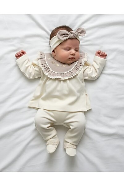 GizaKids 100% Cotton Headbanded Newborn 3-Piece Set / Baby Girl Hospital Take...