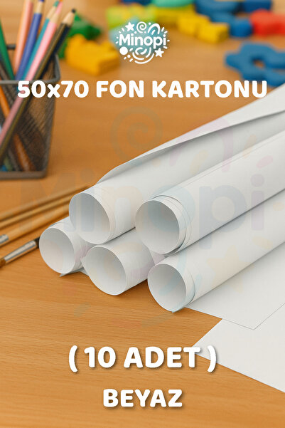 Minopi Beyaz Fon Kartonu 50x70 cm 10'lu Paket Renkli Fon Kartonu