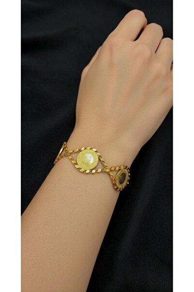 kuyumcu nurettin 15 gr (Gram) 3 Çeyrekli Pullu Bileklik 22 Ayar Altın