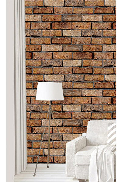 dekorburada Süper Kalite Silinebilir Tuğla Desen Duvar Kağıdı (5,3 m2) 3 Fark...