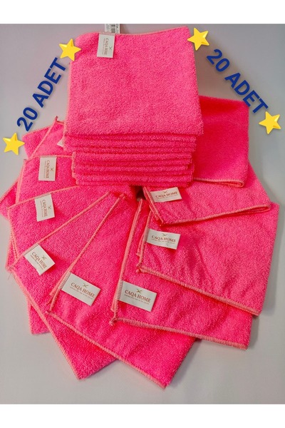 CAQA HOME 20'li Pembe 40x40 Cm Mikrofiber Mutfak Ve Genel Temizlik Bezi, Mikr...