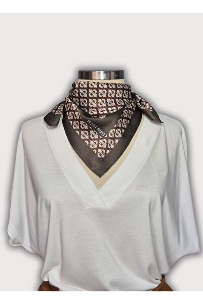 POZİTİF MRK وشاح ساتان من قماش التويل الكاكي بنمط هندسي عثماني من مجموعة دينج