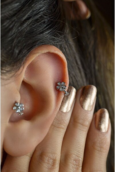 Sacce Scarves&Accessories Mini Çiçek Tragus Piercing Helix Kıkırdak Gümüş Renk