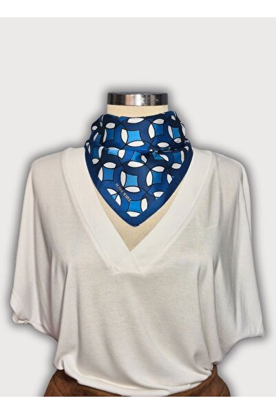 POZİTİF MRK Blue Life Twill Satin Scarf 42Cmx42Cm