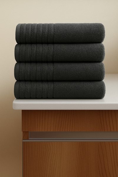 SHAL HOME مجموعة من 4 مناشف لليدين والوجه مصنوعة من القطن بنسبة 100%