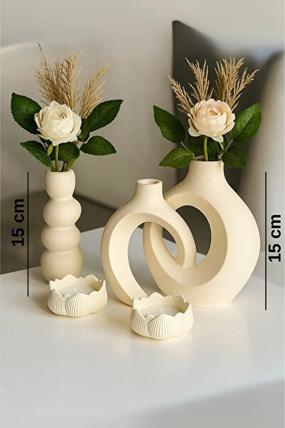 rufhomedesign İskandinav Tarzı Bohem 4’lü Set Vazo Pinterest Pampas Vazosu Dekoratif Salon Aksesuarı Masa Süsü