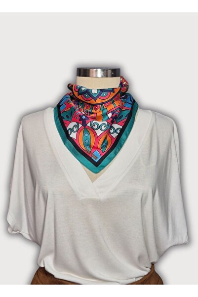 POZİTİF MRK باندانا من الساتان بنمط ماندالا باللون الأخضر - Twill حريري، 42 س...