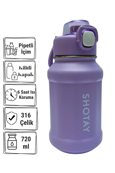 Shotay 720 ml 316 Stainless Steel Sports Thermos with One-Key Opening Lid Lea...