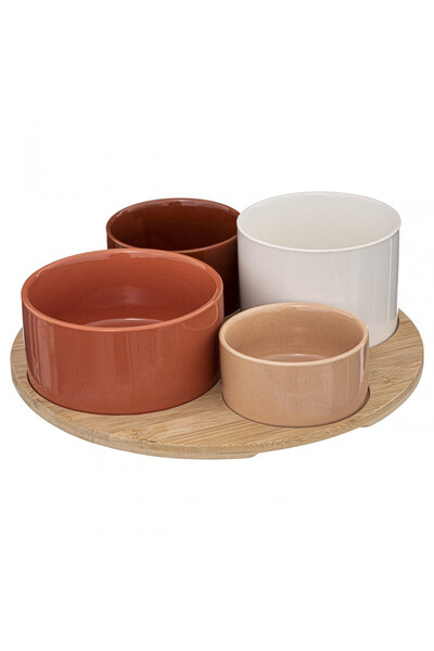 Secret de Gourmet Set de servire aperitive Karlstad, ceramică, bambus, 33 x 1...