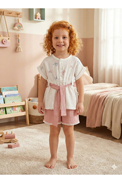 Organic Cotton Butterfly Girls Shorts Set (2-3-4-5 years) - Breathable Summer Baby Clothes