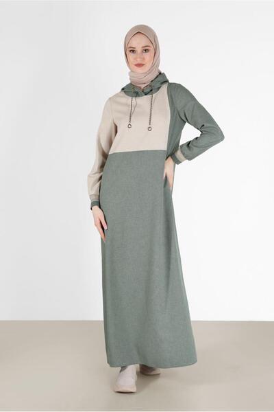 Alvina İKİ RENKLİ KAPÜŞONLU ELBİSE 42314