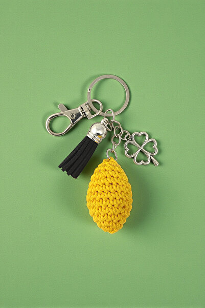 Milleniva سلسلة مفاتيح مزينة بحقيبة ليمون محبوكة يدويًا