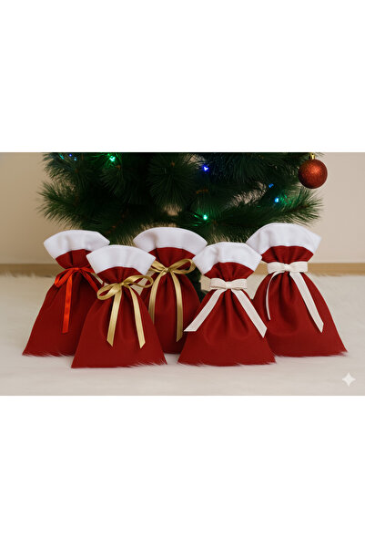 hobizer tekstil Yılbaşı Noel Çam Ağacı Hediye Kesesi 20x30cm 5 Adet