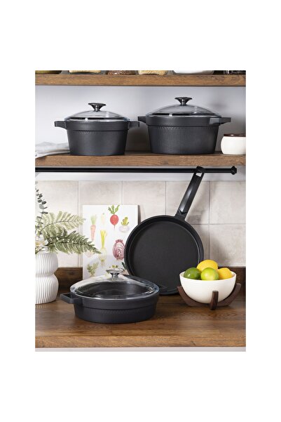Pierre Cardin Ultra Graniks Black 7 Piece Cookware Set