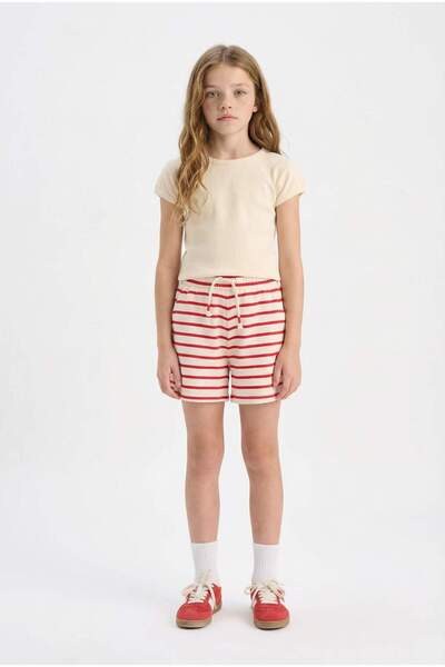 DeFacto Kız Çocuk Beli Lastikli Çizgili Şort A2466A825HS