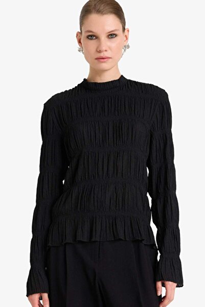 DeFacto Regular Fit Crew Neck Wrinkled Long Sleeve T-Shirt G6367Ax25Wn