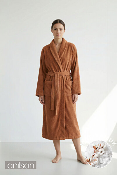 Anılsan Şalyaka Bathrobe Orange 100% Cotton Unisex Ideal for Spa Women/Men