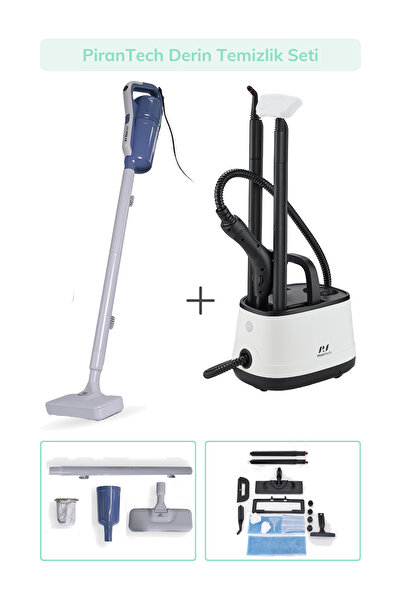 PiranTech CB-101A Buharlı Temizlik Makinası / EK340 Torbasız Dikey Elektrikli Süpürge