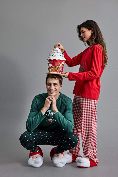 DeFacto Erkek Yılbaşı Temalı Düz Taban Panduf F1956AX25WN