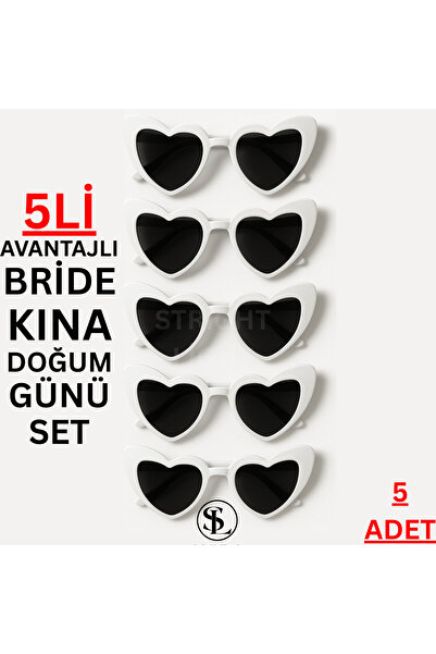 Straight Light Hearted Bride Bridesmaid Bride Sunglasses Set of 5 White Weddi...