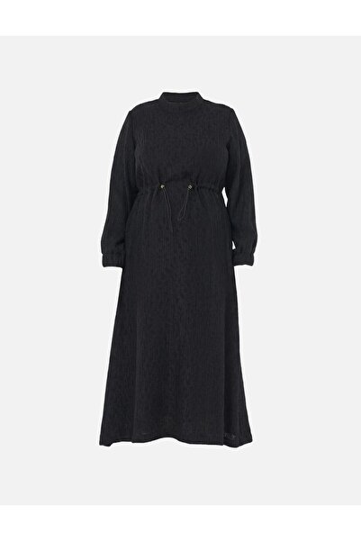 Kayra Patterned Lyocell Viscose Dress Black