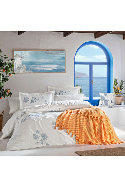 Taç Butik Cıelo Pamuk Çift Kişilik Nevresim Set Lacivert